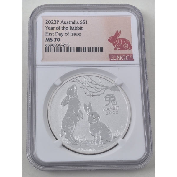 Certified/Graded MS70 1 Oz .9999 Silver Year of the Rabbit Coin