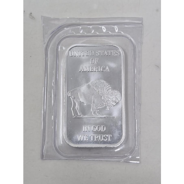 1 Oz .999 Silver Indigenous/Buffalo USA Bar 