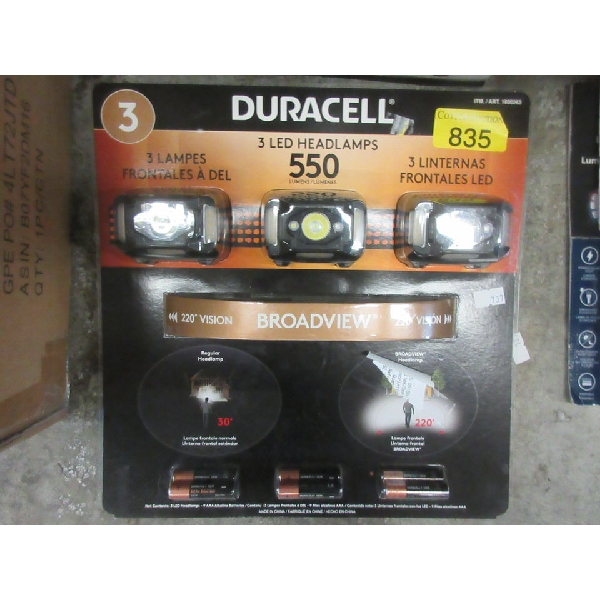 Pack of 3 Duracell LED Headlamps - Sealed Pack