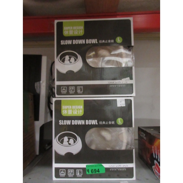 4 New Dog Food Slow-Down Bowls 