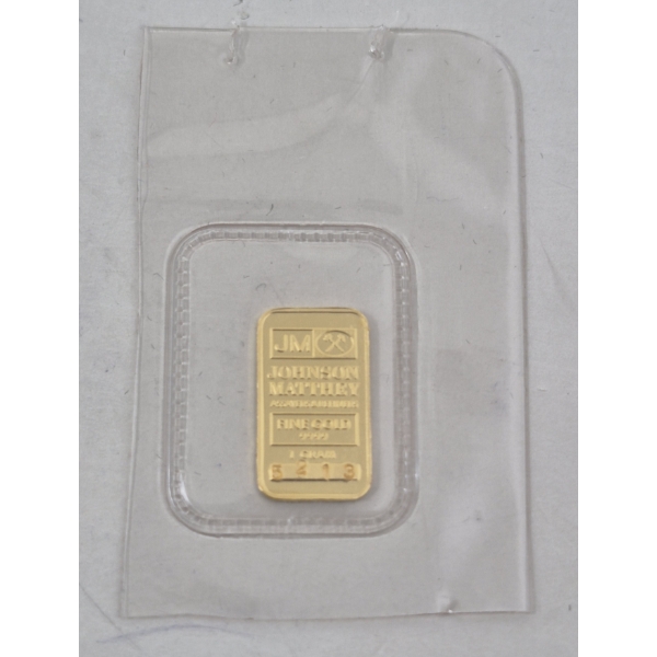 1 Gram .9999 Fine Gold Johnson Matthey Bar