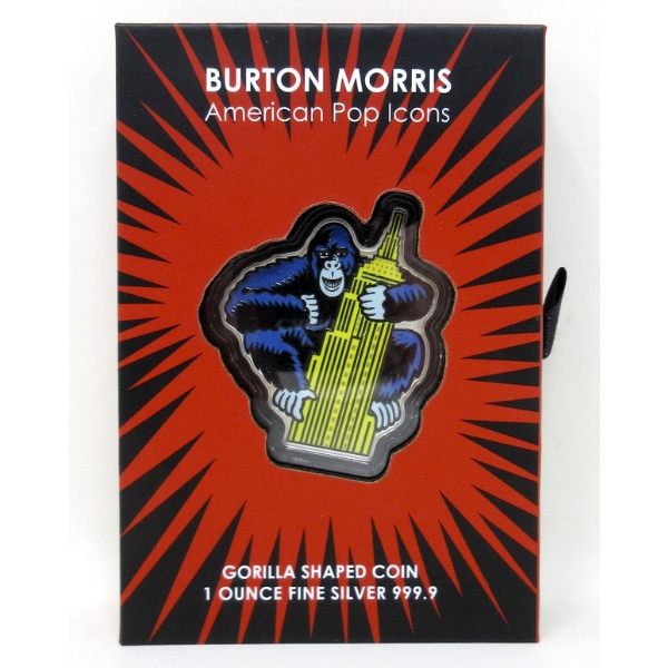 1 Oz .9999 Silver 2023 Burton Morris Gorilla Shaped Coin 