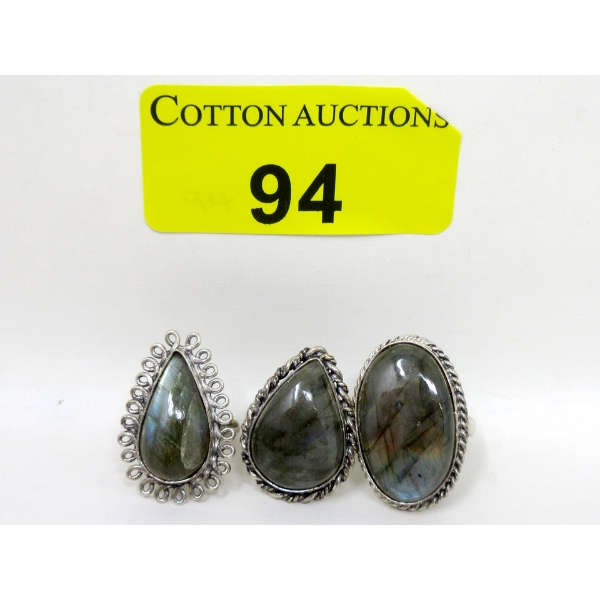 3 Labradorite Rings 