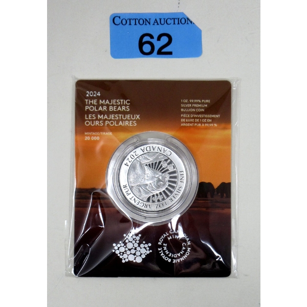 1 Oz .9999 Silver The Majestic Polar Bears Coin 