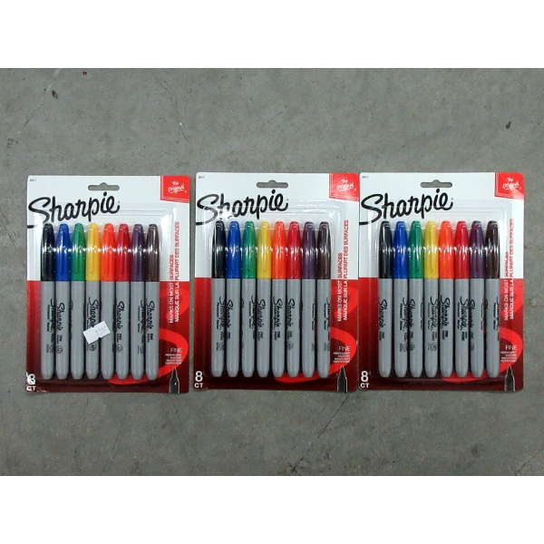 3 New Packs of 8 Sharpie Fine Tip Markers