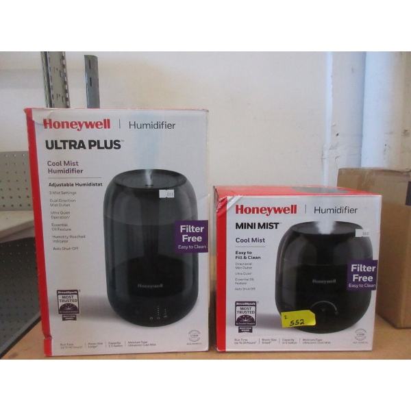 2 Honeywell Cool Mist Humidifiers - Black