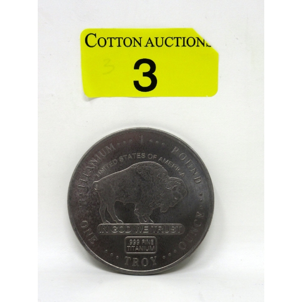 1 Oz .999 Fine Titanium USA Buffalo Round 
