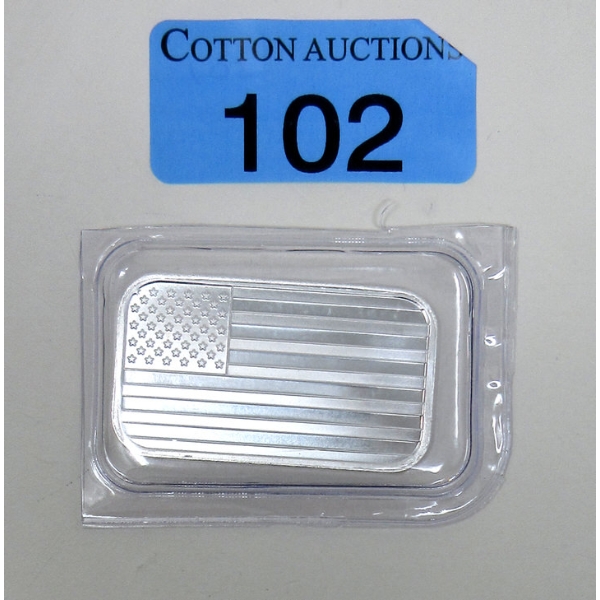 1 Oz .999 Silver American Flag Bar
