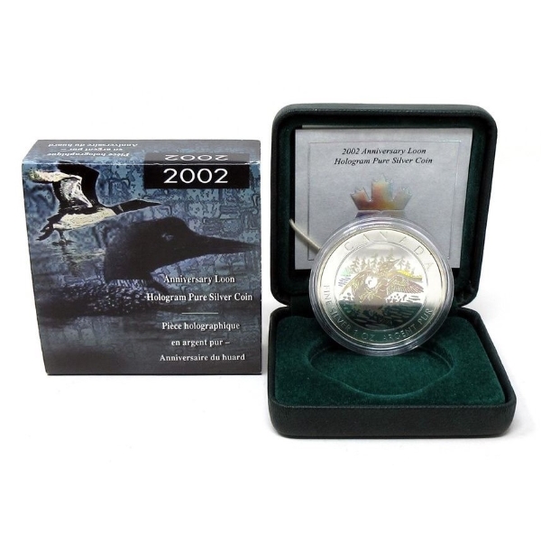 2002 .9999 Silver 1 Oz Anniversary of the Loon Coin 
