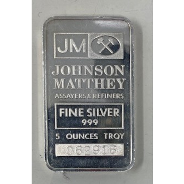 5 Oz Johnson Matthey .999 Silver Bar 