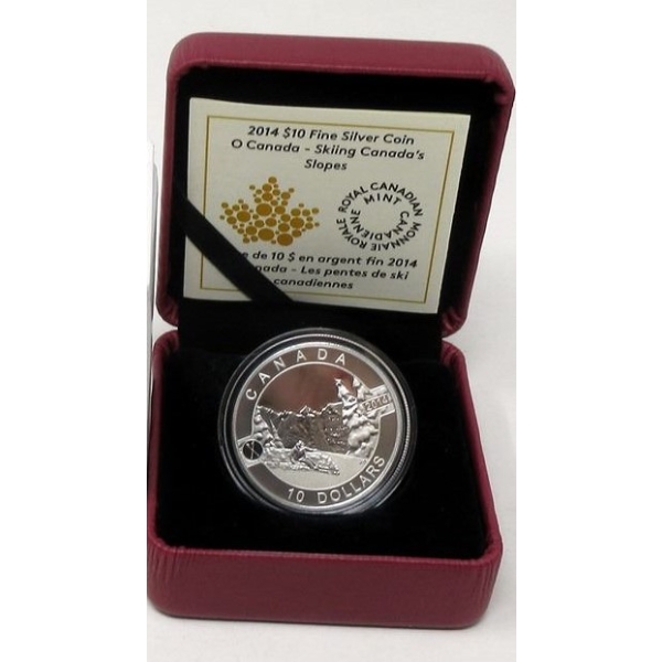2014 .9999 Silver 1/2 Oz Skiing Canadas Slopes Coin 