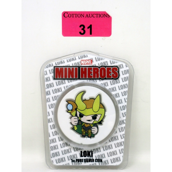 Limited Edition 1 Oz .999 Silver 2021 Marvel Mini Heroes: Loki Coin