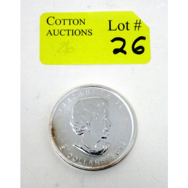 1 Oz .9999 Silver 2012 Maple Leaf Coin 