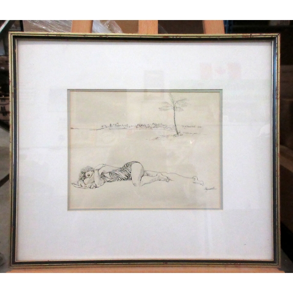 Original Raymond Chow Ink Drawing of Vesla Hudz