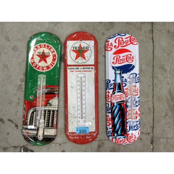 2 New Texaco and 1 New Pepsi-Cola Thermometer 