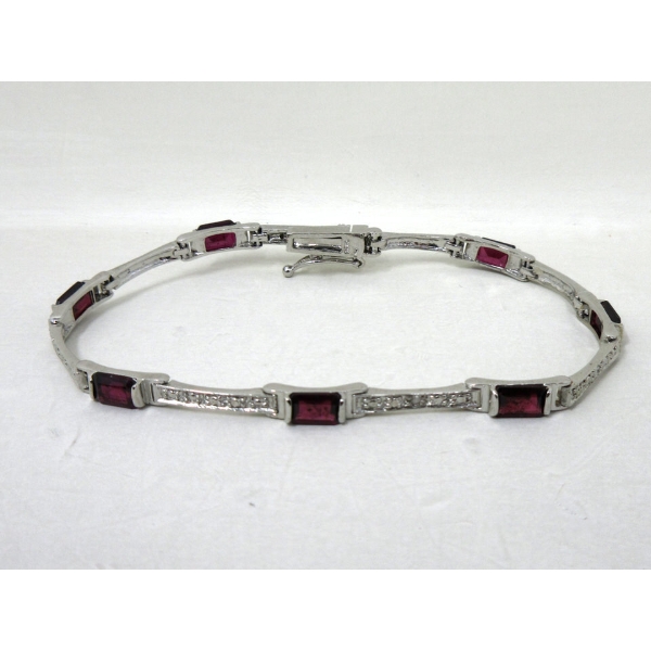 New Red Garnet Tennis Bracelet with Diamond