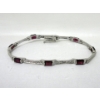 Image 1 : New Elegant 7.5" Red Garnet Bracelet with an Accent Diamond