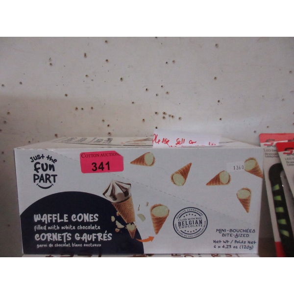Case of Bite-Size White Chocolate Filled Waffle Cones 