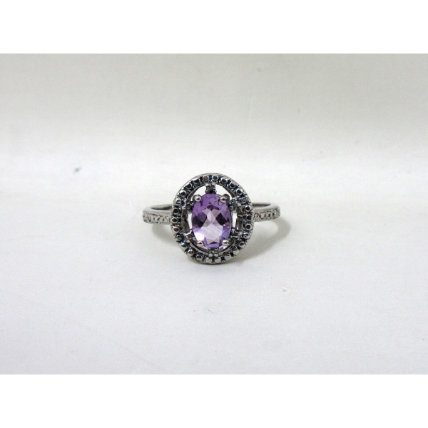 Amethyst & Diamond Sterling Silver Ring