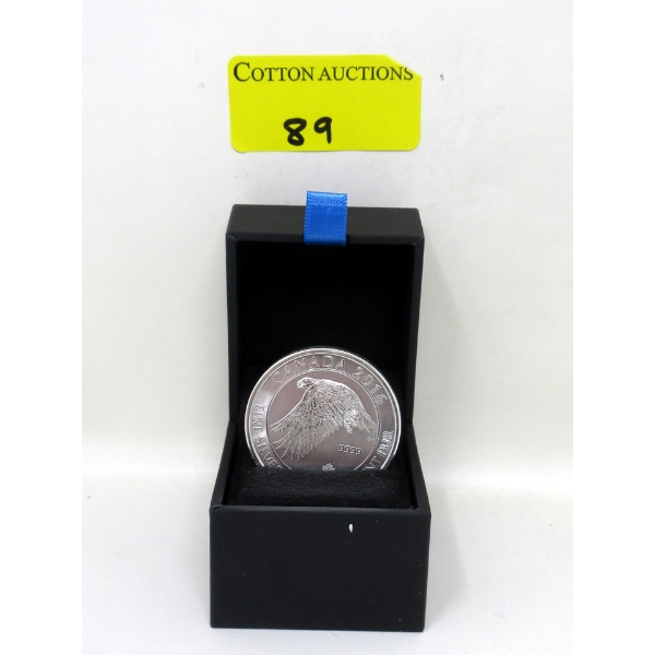 1 1/2 Oz .9999 Silver Snow Falcon Coin