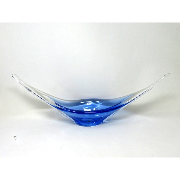 Mid-Century Chalet Blue Art Glass Centerpiece
