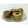 Image 1 : Vintage Glass Tray and Gold Filigree Dresser Items