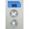 Image 1 : 2 x 1/2 Oz .999 Silver Sunshine Minting Rounds 
