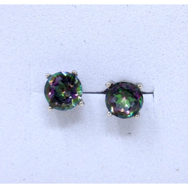 New One Carat Mystic Topaz Stud Earrings 
