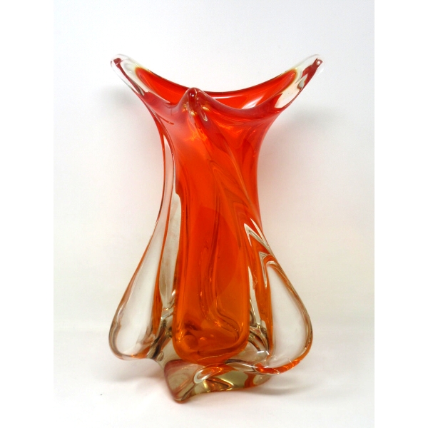 MCM Orange Canadian Chalet Art Glass Vase