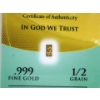 Image 2 : 2 x 1/2 Grain .999 Fine Gold Certified Bars 