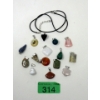 Image 1 : 15 New Polished Gemstone Pendants & 1 Neck Cord