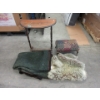 Image 1 : Halfmoon End Table, Foot Stool, Blanket & Sheepskin Rug