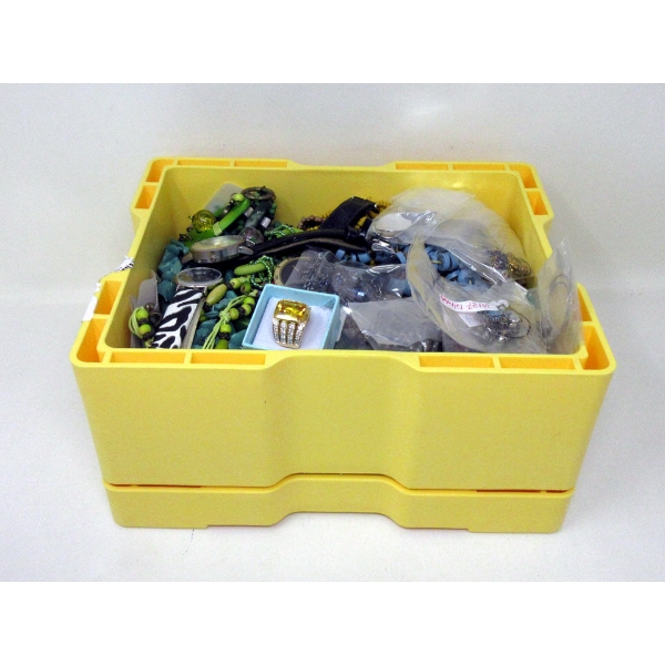 Yellow Bullion Box Full of Jewelry & Watches