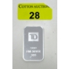 Image 1 : 1 Oz .999 Silver TD Bank Investor Bar 
