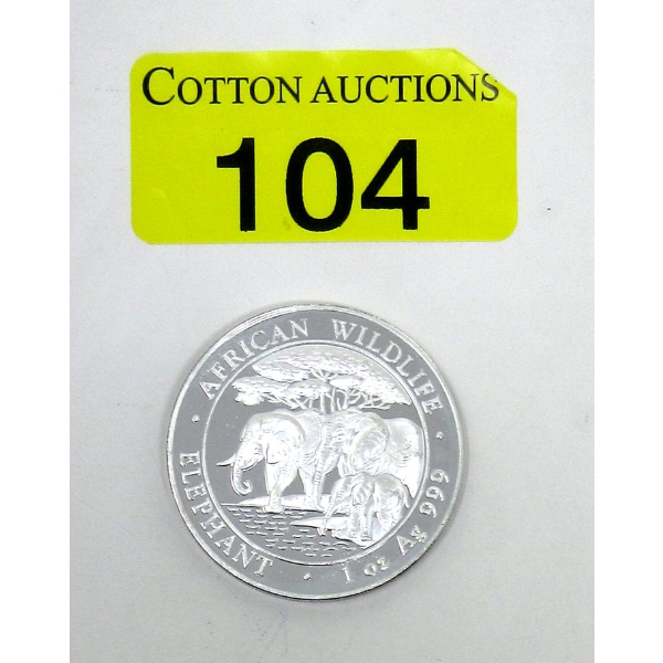 1 Oz .999 Silver 2013 African Wildlife Elephant Coin 