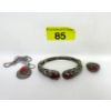 Image 1 : .925 Silver Gemstone Necklace, Ring & Bracelet Set