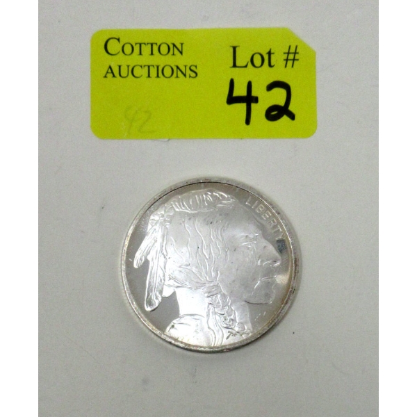 1 Oz .999 Silver Indigenous/Buffalo Art Round 