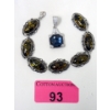 Image 1 : Sterling Silver Amber Gemstone Bracelet & Sterling Silver Judith Ripka Enhancer Pendant