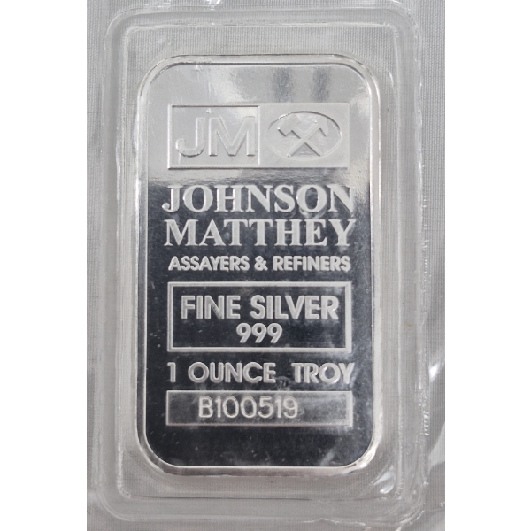 1 Oz .999 Silver Johnson Matthey Bar