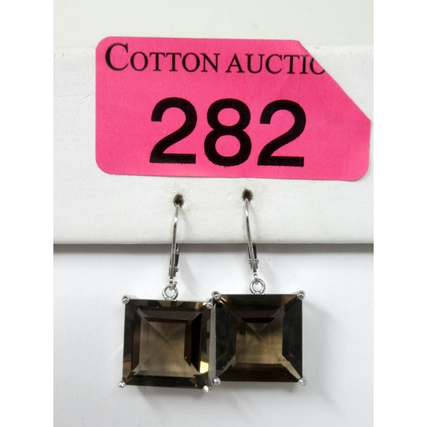 .925 Sterling Silver Earrings w/ Large Citrine Crystals