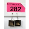 Image 1 : .925 Sterling Silver Earrings w/ Large Citrine Crystals