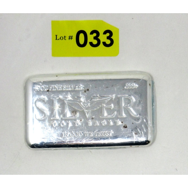 10 Oz .999+ Silver "In God We Trust" Gold Eagle Bar 