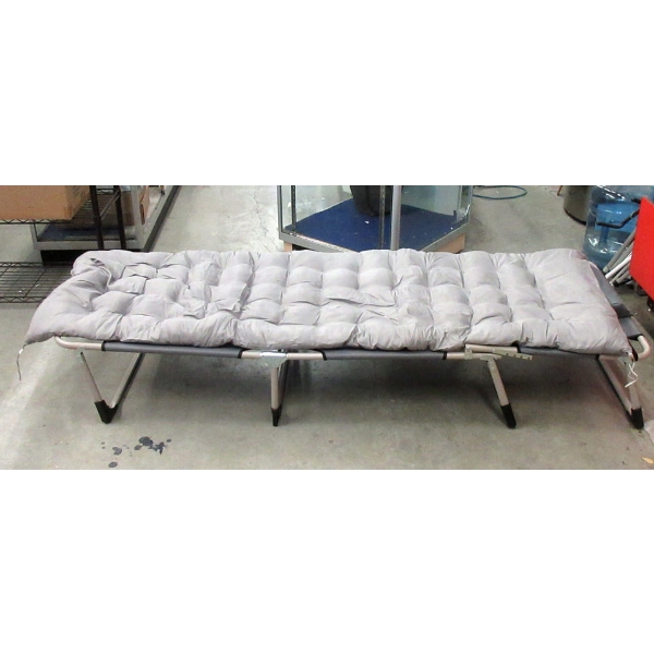 Low Foldable Cot Lounger with Padded Cushion
