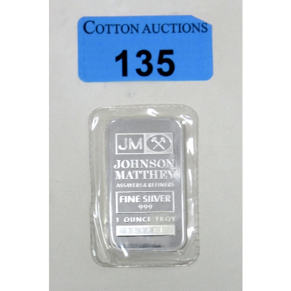 1 Oz. Johnson Matthey .999 Silver Bullion Bar
