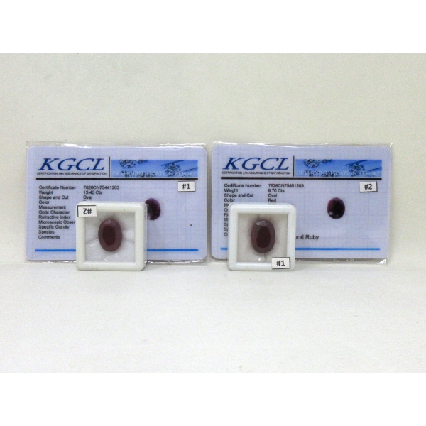 One 13.4 CT and One 9.7 CT Faceted Natural Ruby