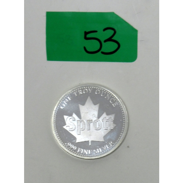 1 Oz .999 Silver Canada Sprott Round 