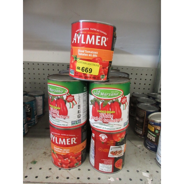 12 Dented Cans of Assorted Whole & Diced Tomatoes