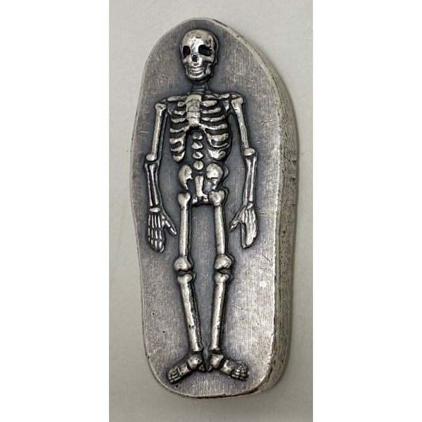 3 Oz .999 Silver 2D Skeleton Art Bar