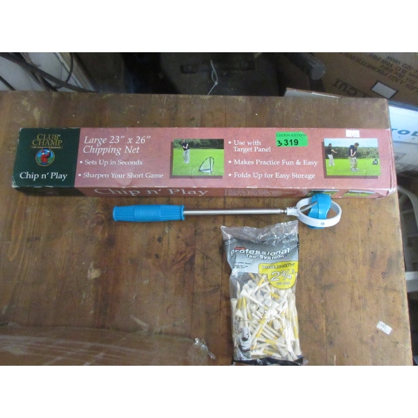 Chipping Net, Golf Ball Retriever & Bag of Tees