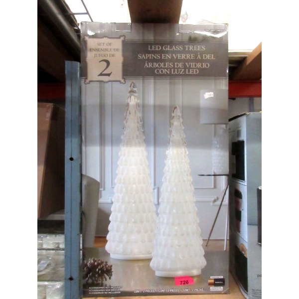 Set of 2 LED Glass Trees - 26" and 22"